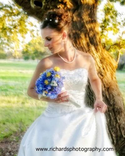 Bride Portrait Fredericksburg Texas in field with bouquet
